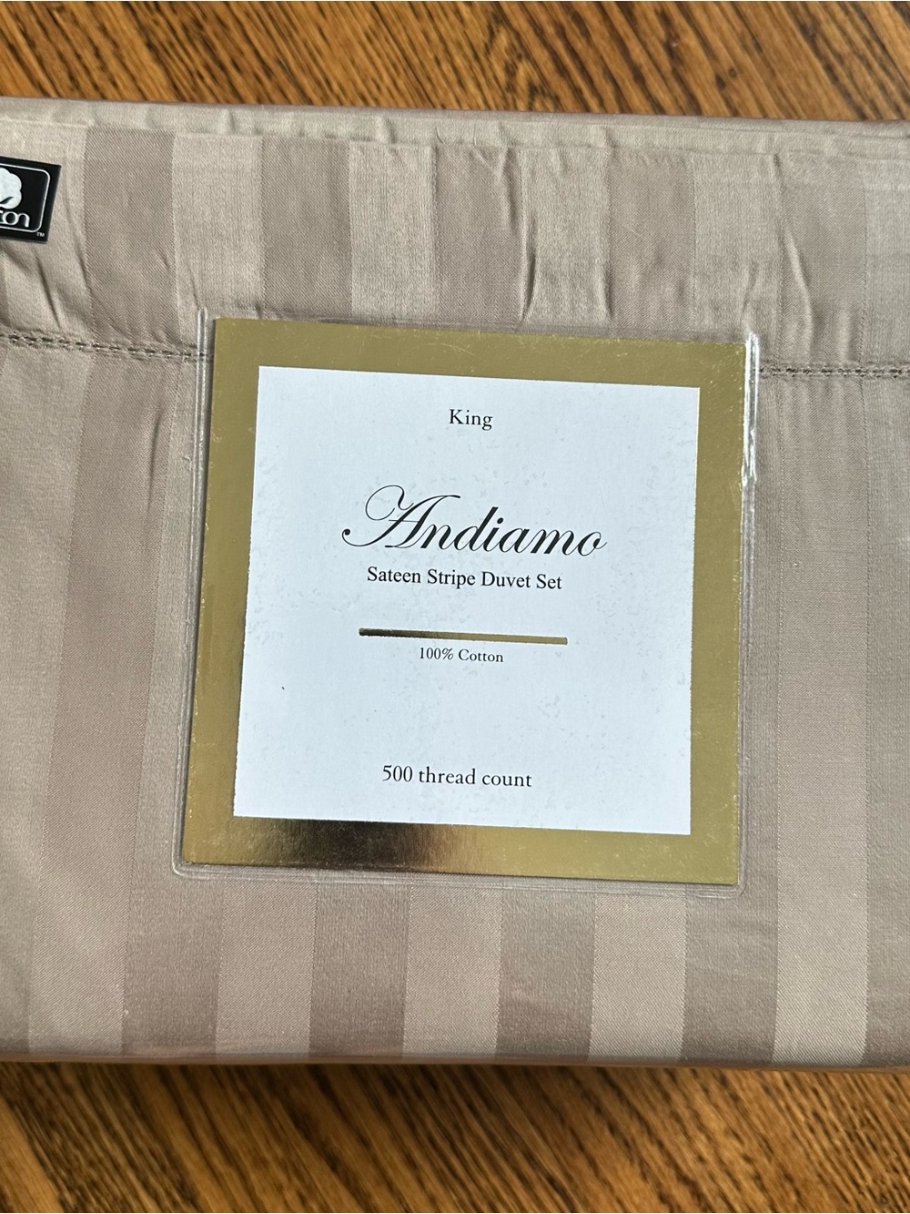 Andiamo King Sateen Stripe Duvet Cover - Taupe